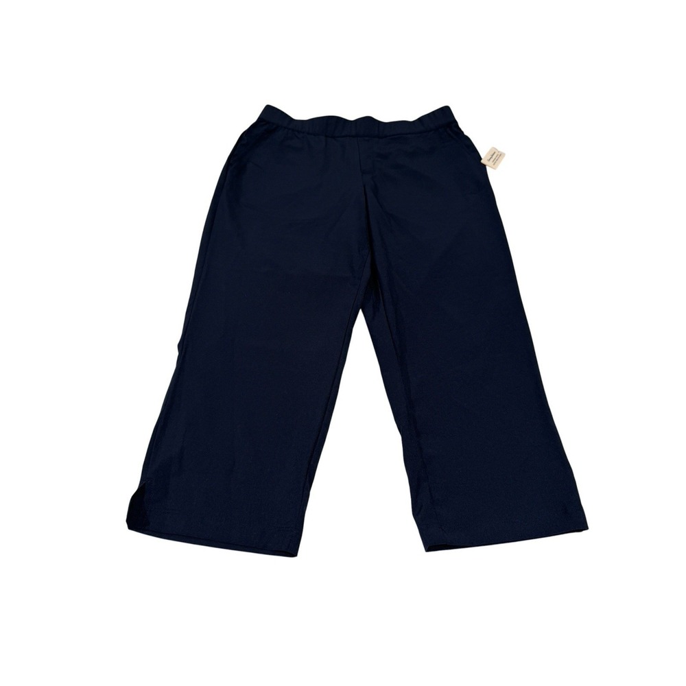 NWT Tommy Bahama Stretch Cropped Pants Navy Elastic Waist Women's M Active